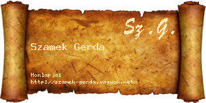 Szamek Gerda névjegykártya